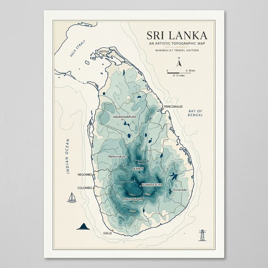Artistic map of Sri Lanka
